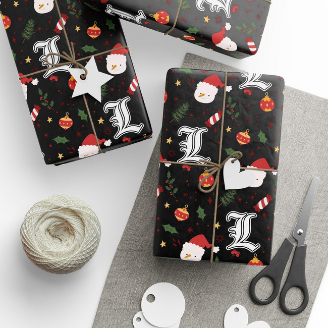 PT29102534 Holiday Gift Wrap with Christmas Design L Lawliet Symbol
