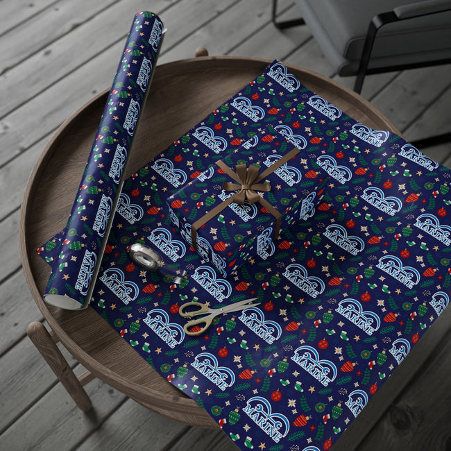 PT29102510 Holiday Gift Wrap with Christmas Design Marine Emblem