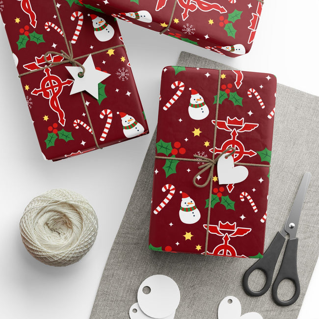 PT29102529 Holiday Gift Wrap with Christmas Design Flamel Cross