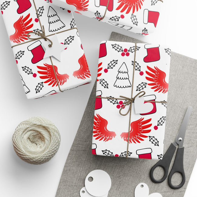 PT29102532 Holiday Gift Wrap with Christmas Design Hawks Hero Symbol