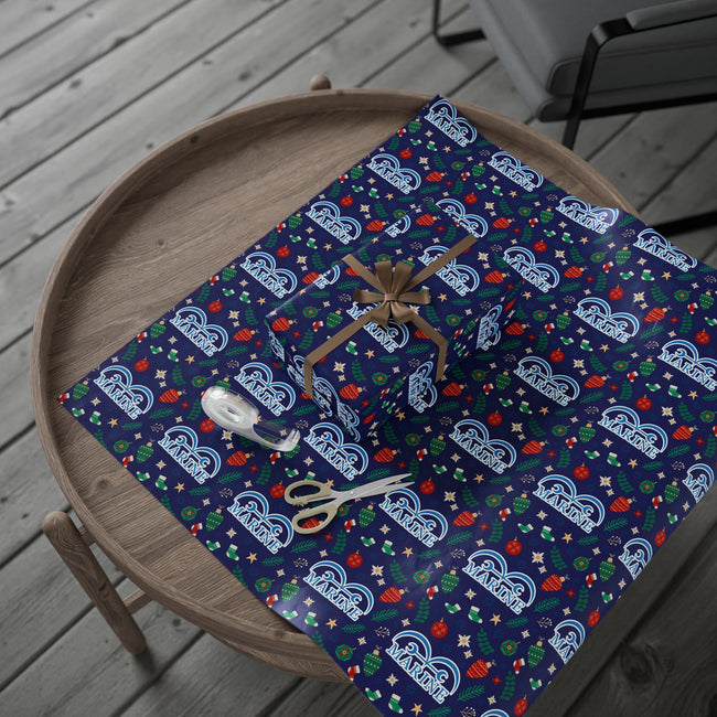 PT29102510 Holiday Gift Wrap with Christmas Design Marine Emblem