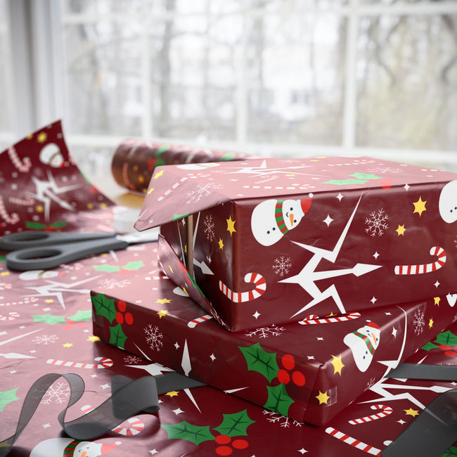 PT29102551 Holiday Gift Wrap with Christmas Design Black Knights Insignia