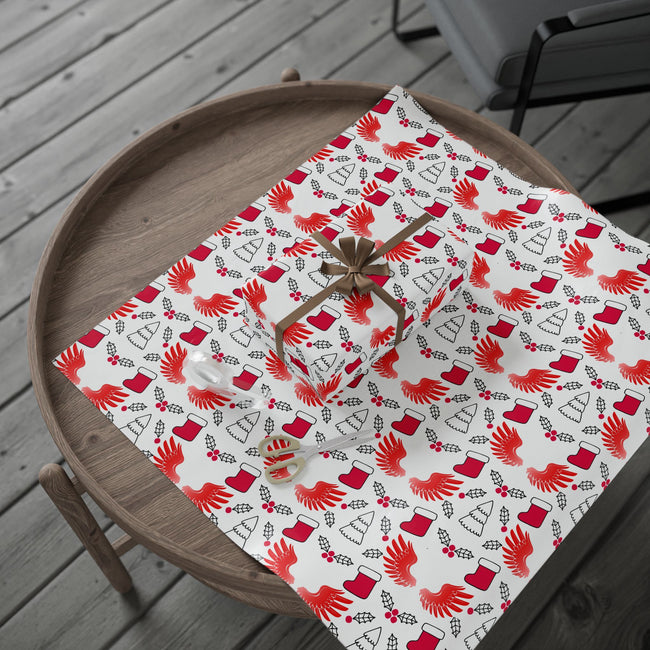 PT29102532 Holiday Gift Wrap with Christmas Design Hawks Hero Symbol