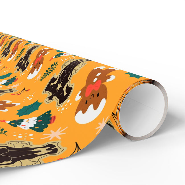 PT29102540 Holiday Gift Wrap with Christmas Design Black Bull