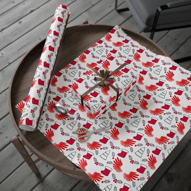 PT29102532 Holiday Gift Wrap with Christmas Design Hawks Hero Symbol