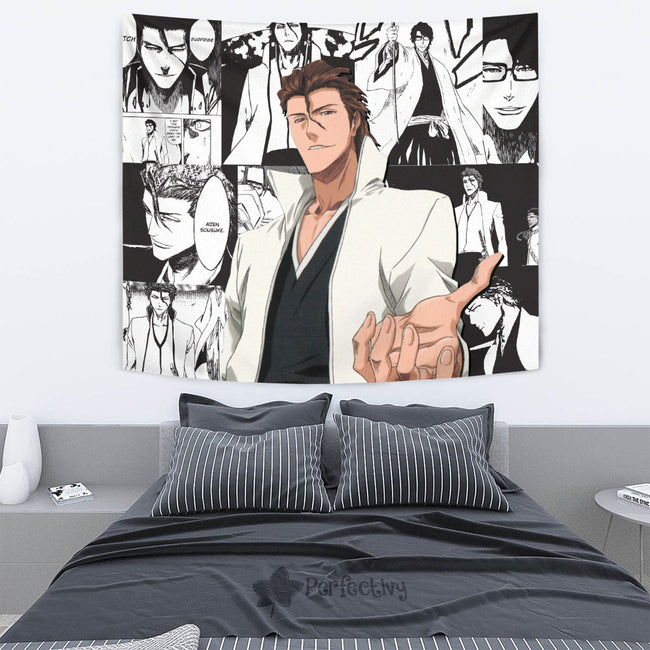Aizen Sosuke Tapestry Custom Bleach Anime Manga Room Wall Decor 2 - PerfectIvy