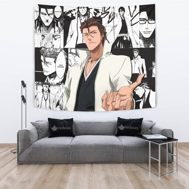 Aizen Sosuke Tapestry Custom Bleach Anime Manga Room Wall Decor 4 - PerfectIvy