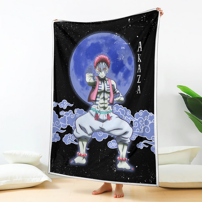 Akaza Blanket Custom Moon Style Demon Slayer Anime Bedding 2 - PerfectIvy