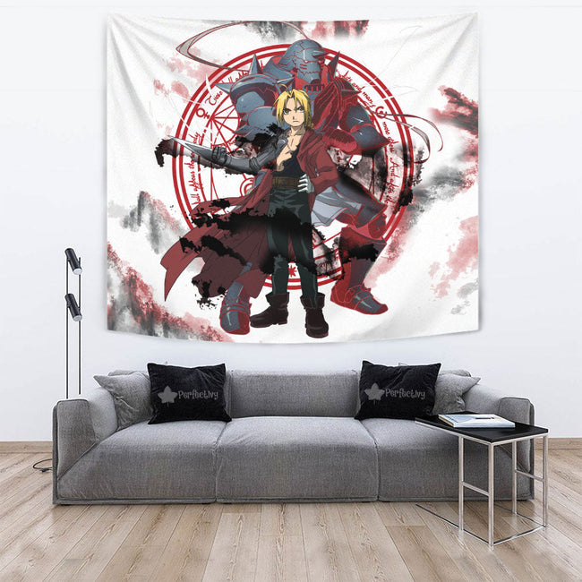 Alphonse Elric And Edward Elric Tapestry Custom Fullmetal Alchemist Anime Home Wall Decor For Bedroom Living Room 4 - PerfectIvy
