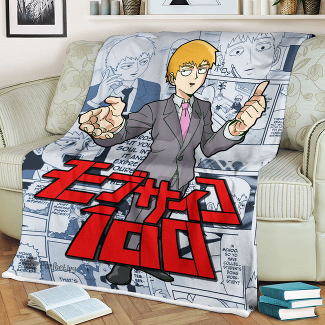 Arataka Reigen Blanket Fleece Custom Mob Psycho 100 Anime Bedding Room 2 - PerfectIvy