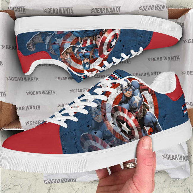 Captain America Custom Skate Shoes Comic Style 3 - PerfectIvy