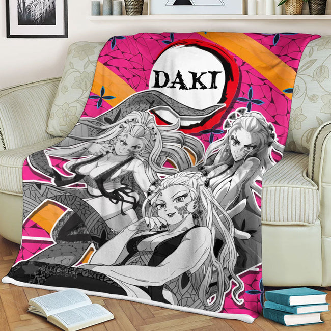 Daki Fleece Blanket Custom Demon Slayer Anime Uniform Mix Manga Style 3 - PerfectIvy