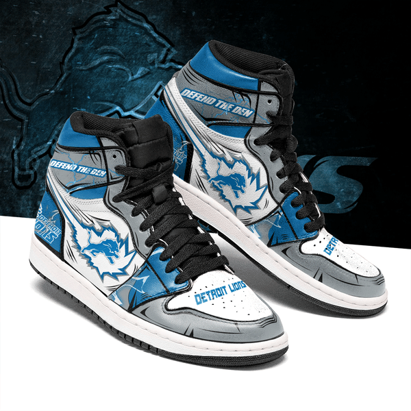 Detroit Lions Silver Blue Shoes Custom 1 - PerfectIvy