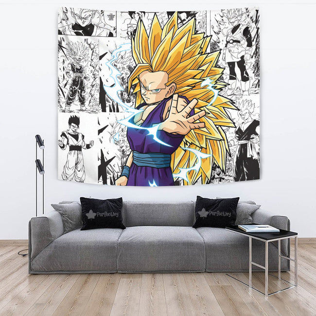 Gohan SSj3 Tapestry Custom Dragon Ball Anime Manga Room Decor 2 - PerfectIvy