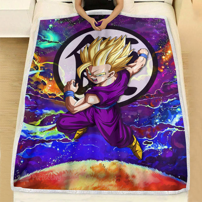 Gohan Super Saiyan Fleece Blanket Custom Dragon Ball Anime Galaxy Style 4 - PerfectIvy