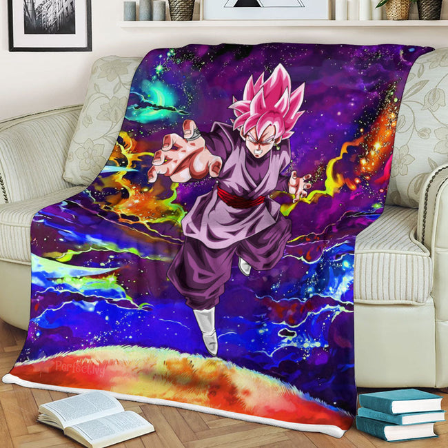 Goku Black Rose Fleece Blanket Custom Dragon Ball Anime Galaxy Style 3 - PerfectIvy