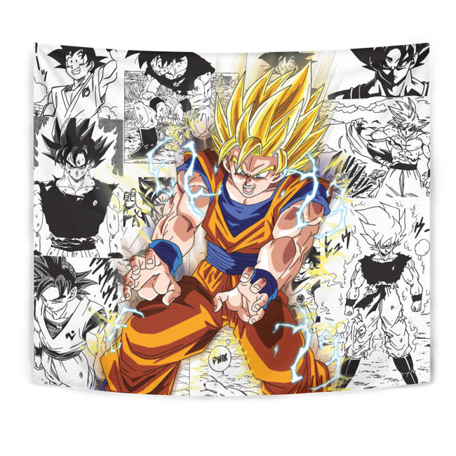 Goku SSJ Tapestry Custom Dragon Ball Anime Manga Room Decor 1 - PerfectIvy