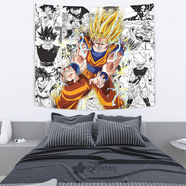 Goku SSJ Tapestry Custom Dragon Ball Anime Manga Room Decor 4 - PerfectIvy