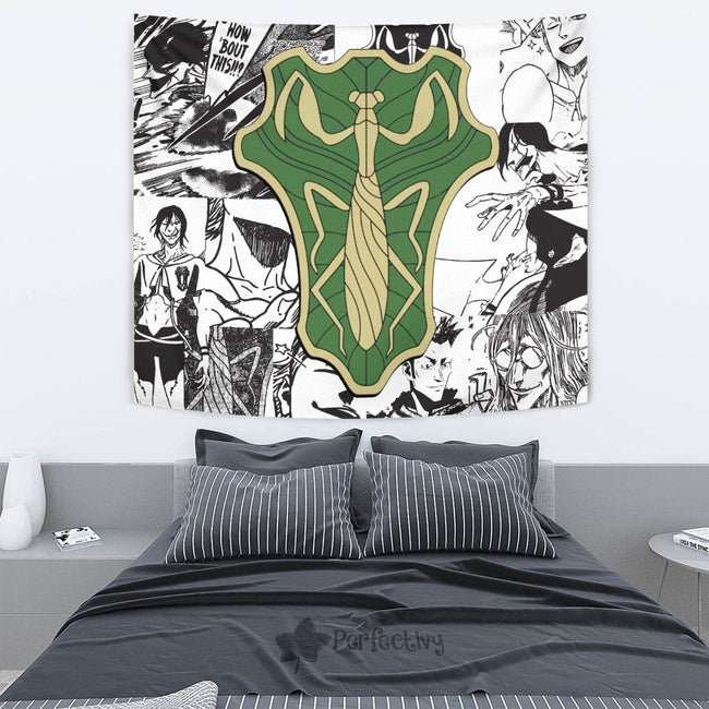 Green Mantis Tapestry Custom Black Clover Anime Manga Room Wall Decor 4 - PerfectIvy