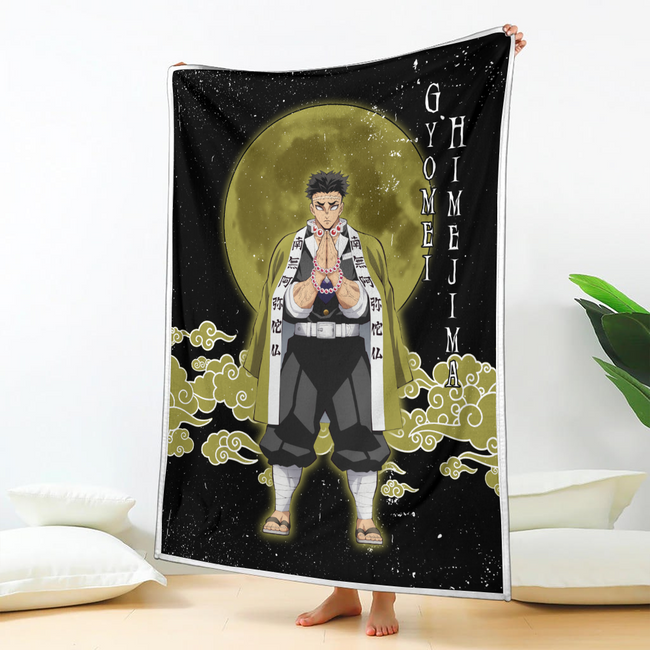 Gyomei Himejima Blanket Custom Moon Style Demon Slayer Anime Bedding 2 - PerfectIvy