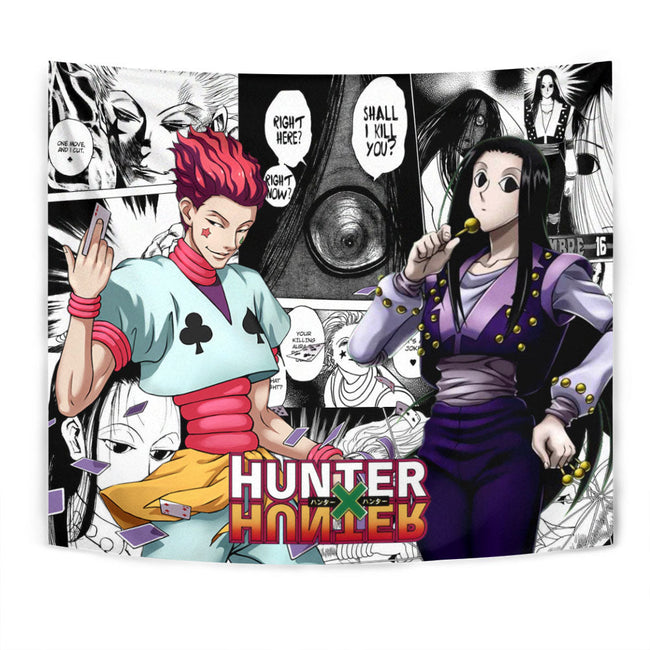 Hisoka And Illumi Zoldyck Tapestry Custom Hunter x Hunter Anime Mix Manga Home Wall Decor For Bedroom Living Room 1 - PerfectIvy