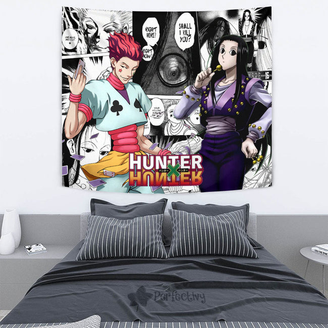 Hisoka And Illumi Zoldyck Tapestry Custom Hunter x Hunter Anime Mix Manga Home Wall Decor For Bedroom Living Room 2 - PerfectIvy