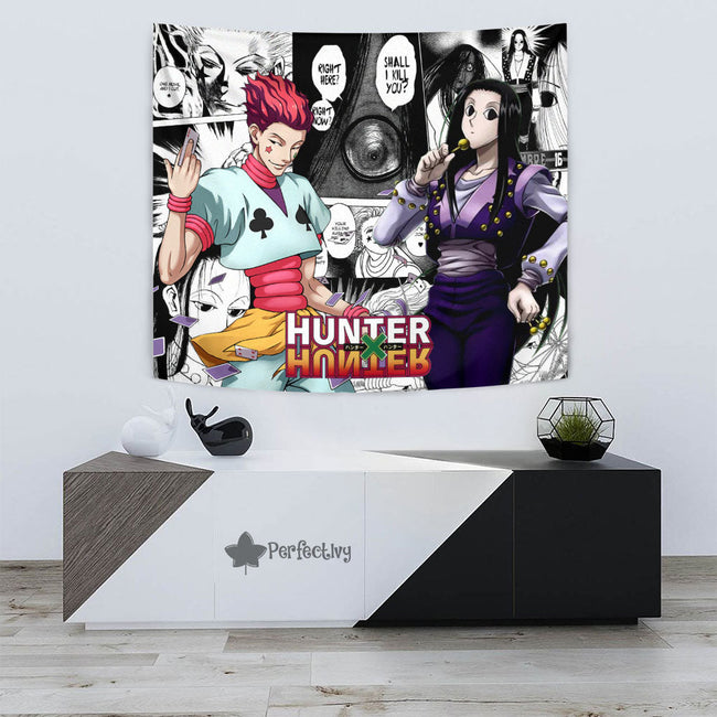 Hisoka And Illumi Zoldyck Tapestry Custom Hunter x Hunter Anime Mix Manga Home Wall Decor For Bedroom Living Room 3 - PerfectIvy