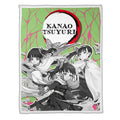 Kanao Fleece Blanket Custom Demon Slayer Anime Uniform Mix Manga Style 1 - PerfectIvy