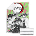 Kanao Fleece Blanket Custom Demon Slayer Anime Uniform Mix Manga Style 2 - PerfectIvy