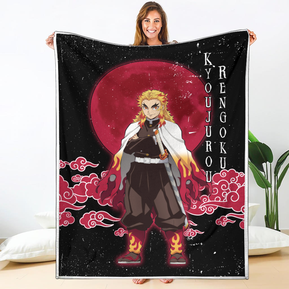 Kyoujurou Rengoku Blanket Custom Moon Style Demon Slayer Anime Bedding ...