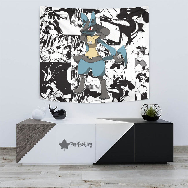 Lucario Tapestry Custom Pokemon Manga Anime Room Decor 3 - PerfectIvy