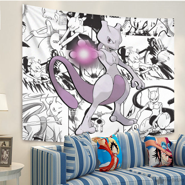 Mewtwo Tapestry Custom Pokemon Manga Anime Room Decor 3 - PerfectIvy