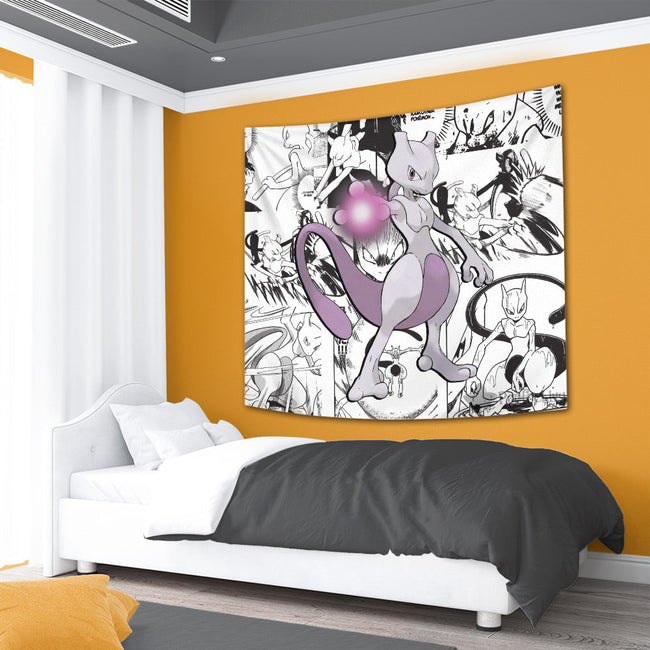 Mewtwo Tapestry Custom Pokemon Manga Anime Room Decor 4 - PerfectIvy