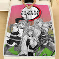 Mitsuri Kanroji Fleece Blanket Custom Demon Slayer Anime Uniform Mix Manga Style 4 - PerfectIvy