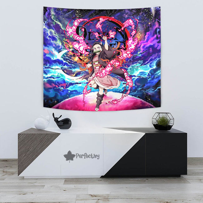 Nezuko Tapestry Custom Galaxy Demon Slayer Anime Room Decor 3 - PerfectIvy