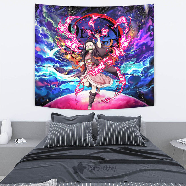 Nezuko Tapestry Custom Galaxy Demon Slayer Anime Room Decor 4 - PerfectIvy