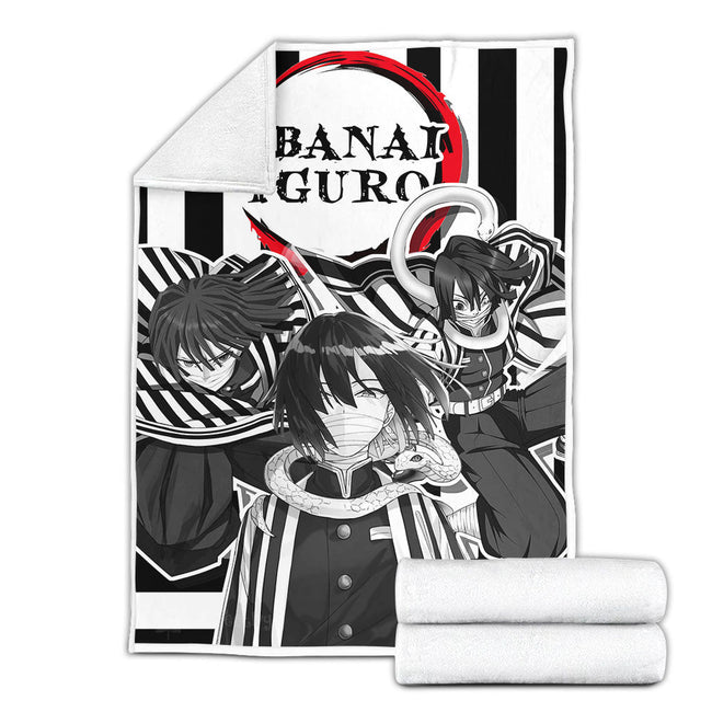 Obanai Iguro Fleece Blanket Custom Demon Slayer Anime Uniform Mix Manga Style 2 - PerfectIvy