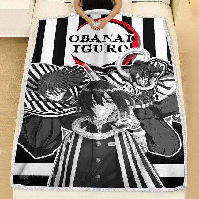 Obanai Iguro Fleece Blanket Custom Demon Slayer Anime Uniform Mix Manga Style 4 - PerfectIvy