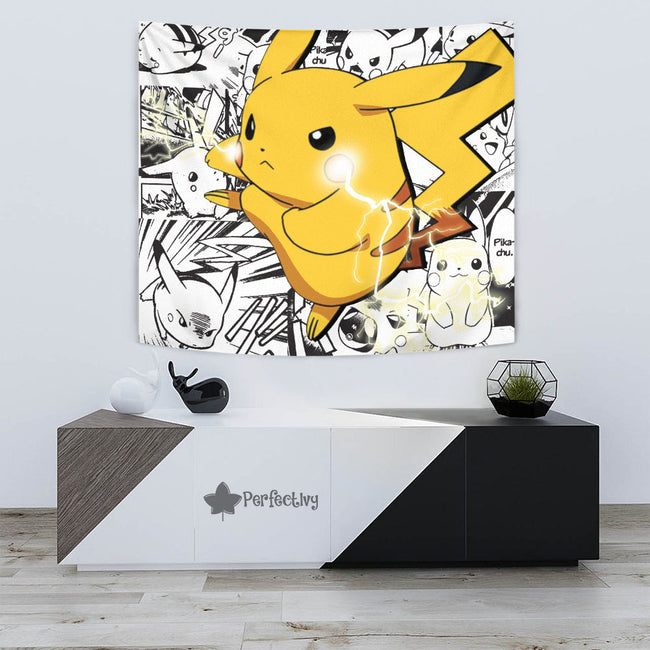 Pikachu Tapestry Custom Pokemon Manga Anime Room Decor 3 - PerfectIvy