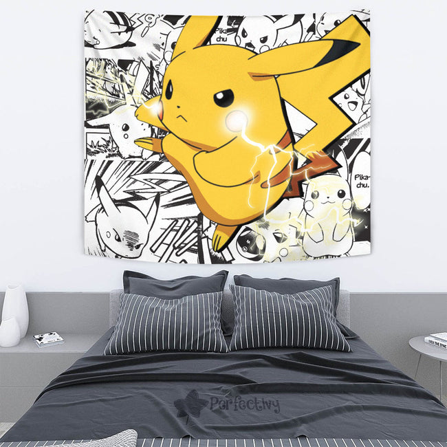 Pikachu Tapestry Custom Pokemon Manga Anime Room Decor 4 - PerfectIvy