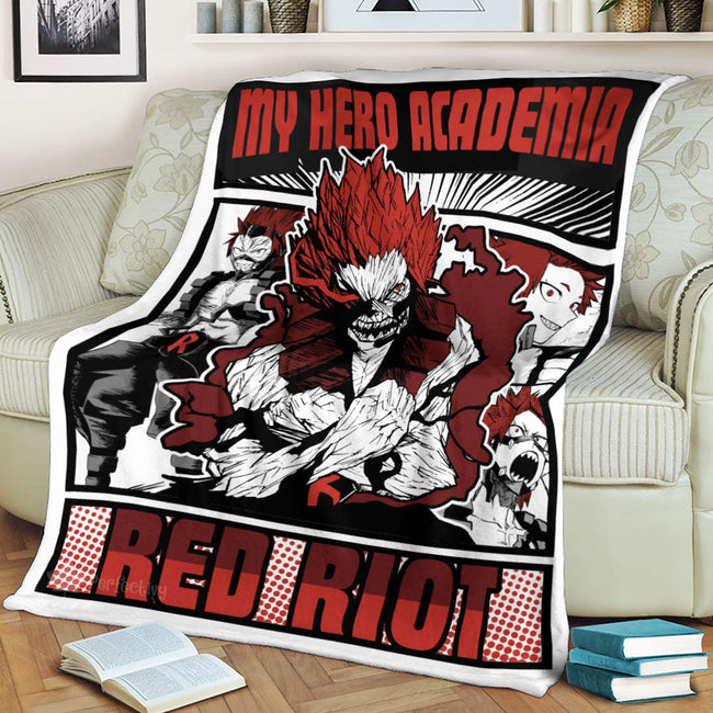Red Riot Eijiro Kirishima Blanket Fleece Custom My Hero Academia Anime Bedding 2 - PerfectIvy