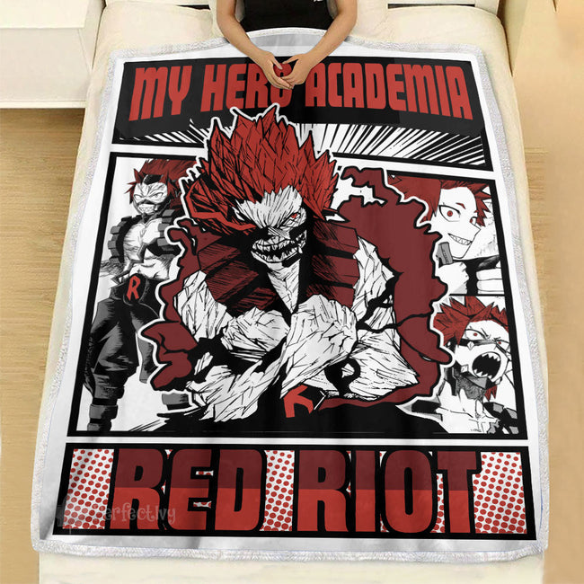 Red Riot Eijiro Kirishima Blanket Fleece Custom My Hero Academia Anime Bedding 3 - PerfectIvy