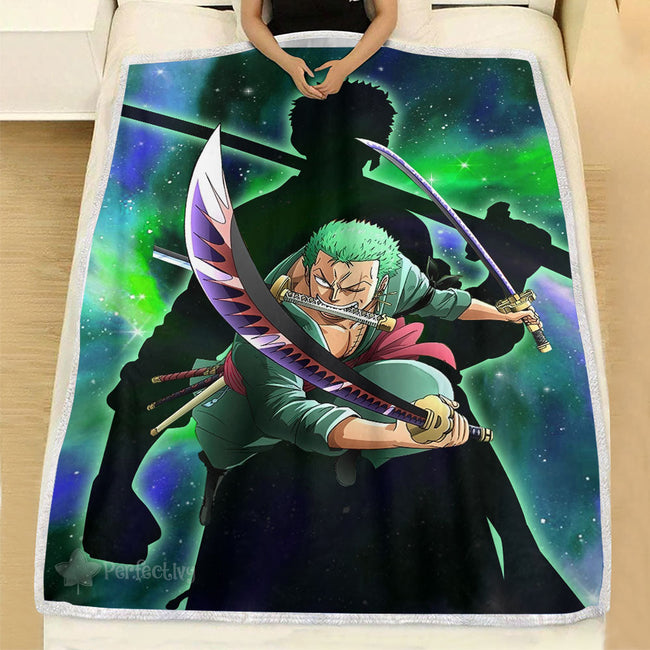 Roronoa Zoro Blanket Fleece Galaxy One Piece Anime Bedding Room 1 - PerfectIvy
