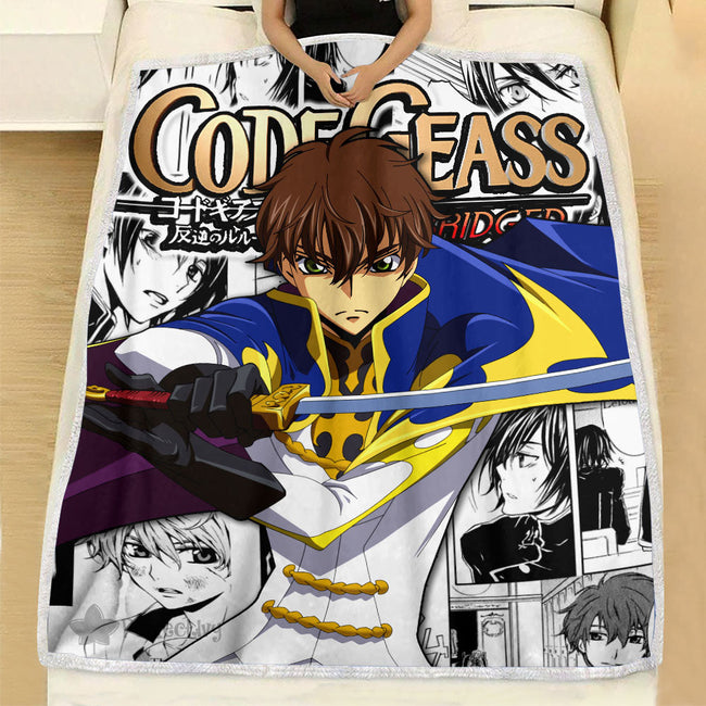 Suzaku Kururugi Blanket Fleece Custom Code Geass Anime Manga Bedding Room 1 - PerfectIvy