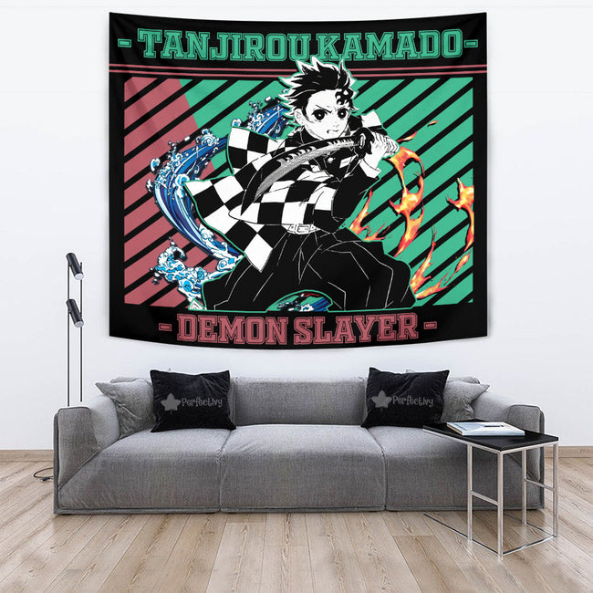 Tanjiro Kamado Tapestry Custom Demon Slayer Anime Bedroom Living Room Home Decoration 4 - PerfectIvy