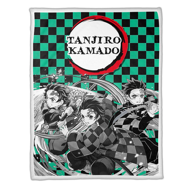 Tanjro Fleece Blanket Custom Demon Slayer Anime Uniform Mix Manga Style 1 - PerfectIvy