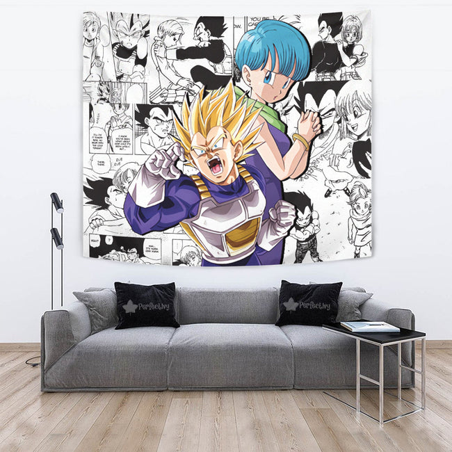 Vegeta x Bulma Tapestry Custom Dragon Ball Anime Room Decor 2 - PerfectIvy