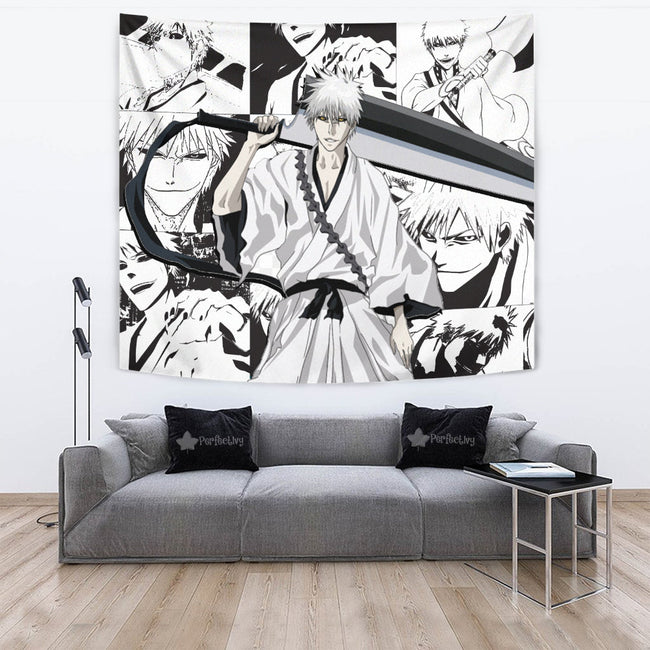 White Ichigo Zangetsu Tapestry Custom Bleach Anime Manga Room Wall Decor 2 - PerfectIvy