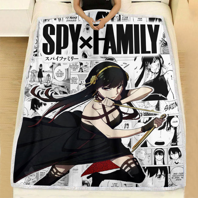 Yor Forger Fleece Blanket Custom Manga Style Gifts For Fans 4 - PerfectIvy
