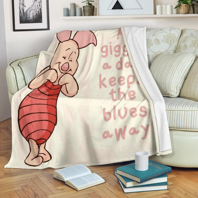 A Giggle A Day Keeps The Blues Away Piglet Fleece Blanket 2 - PerfectIvy